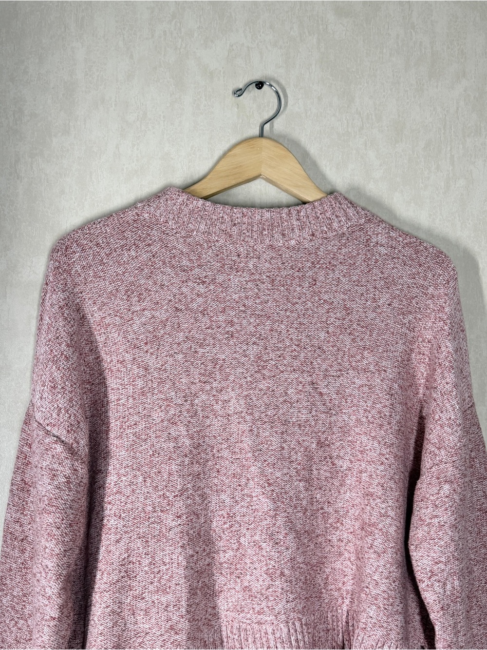 Quince Womens 100% Organic Cotton Women's Cropped Cardigan in Marled Rose Pink L - Picture 7 of 13